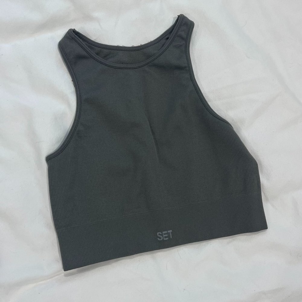 SET ACTIVE HIGH NECK RIBBED BRA